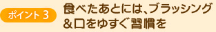 ポイント3 食べたあとには、ブラッシング＆口をゆすぐ習慣を