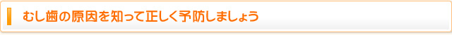 むし歯の原因を知って正しく予防しましょう