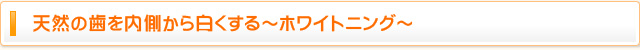 天然の歯を内側から白くする～ホワイトニング～